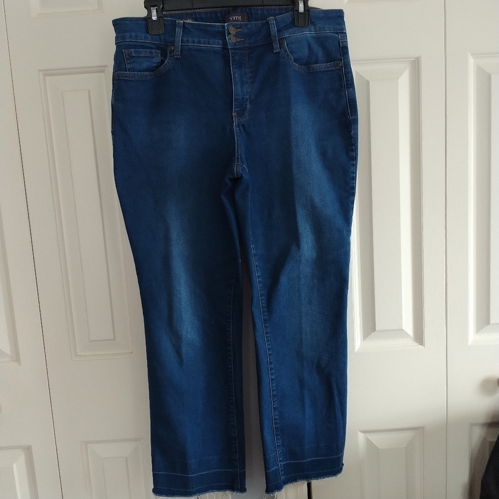NYDJ Marilyn Straight Lift & Tuck Raw Hem Jeans 14P - Picture 1 of 13